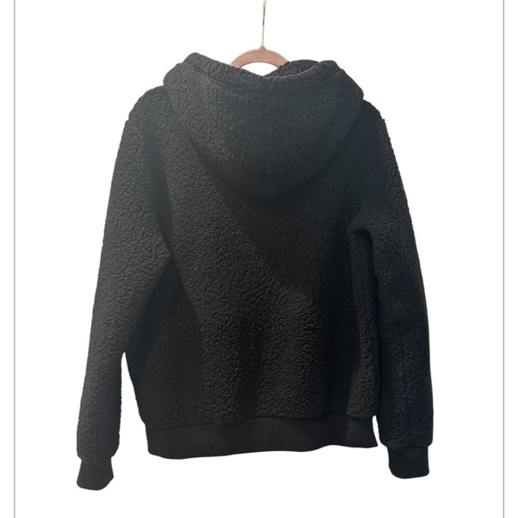 Andrew Marc Black Full Zip Sherpa Jacket W/Hood - Picture 5 of 5